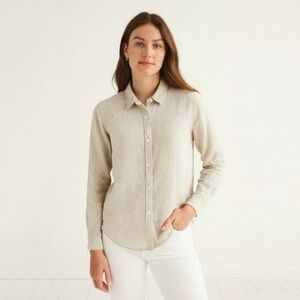 Baird McNutt Irish Linen J. Crew Slim Perfect Button Down Shirt Oatmeal 8